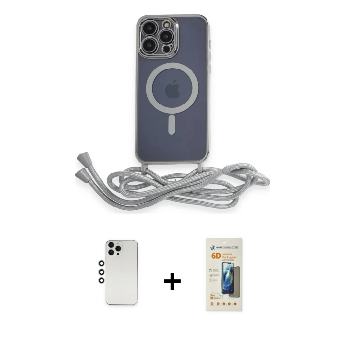 MARSİLYAN™- iPhone 12 Pro Kılıf Eksen Özel Seri - Siyah 6D Mat Seramik Hayalet Nano Ekran Koruyucu + Shine Kamera Lens - GS