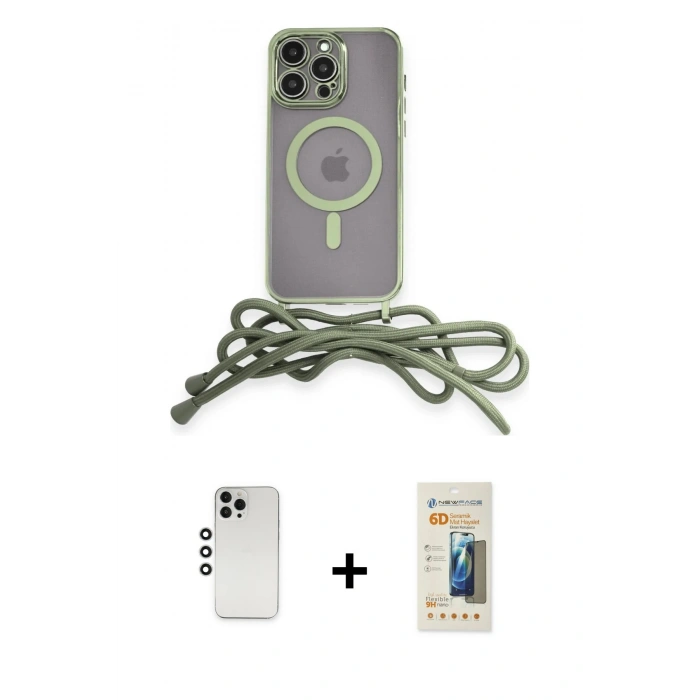MARSİLYAN™- iPhone 12 Pro Kılıf Eksen Özel Seri - Siyah 6D Mat Seramik Hayalet Nano Ekran Koruyucu + Shine Kamera Lens - GS