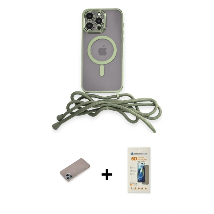 MARSİLYAN™- iPhone 12 Pro Kılıf Eksen Özel Seri - Siyah 6D Mat Seramik Hayalet Nano Ekran Koruyucu + Sierra Blue Shine Kamera Lens Koruma Cam