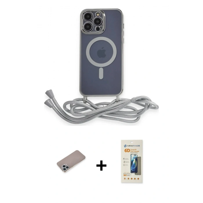 MARSİLYAN™- iPhone 12 Pro Kılıf Eksen Özel Seri - Siyah 6D Mat Seramik Hayalet Nano Ekran Koruyucu + Sierra Blue Shine Kamera Lens Koruma Cam