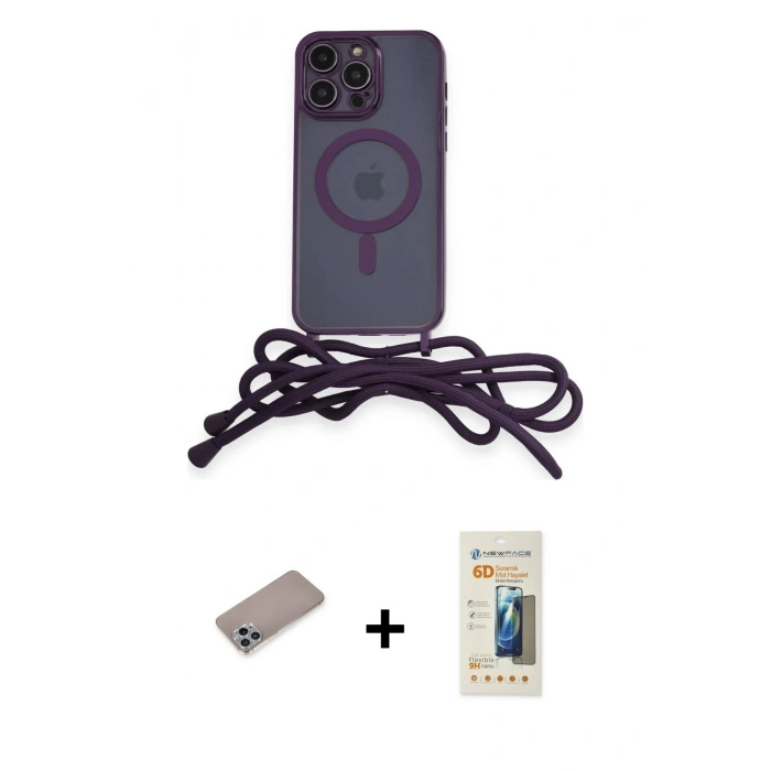 MARSİLYAN™- iPhone 12 Pro Kılıf Eksen Özel Seri - Siyah 6D Mat Seramik Hayalet Nano Ekran Koruyucu + Sierra Blue Shine Kamera Lens Koruma Cam