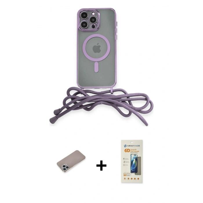MARSİLYAN™- iPhone 12 Pro Kılıf Eksen Özel Seri - Siyah 6D Mat Seramik Hayalet Nano Ekran Koruyucu + Sierra Blue Shine Kamera Lens Koruma Cam
