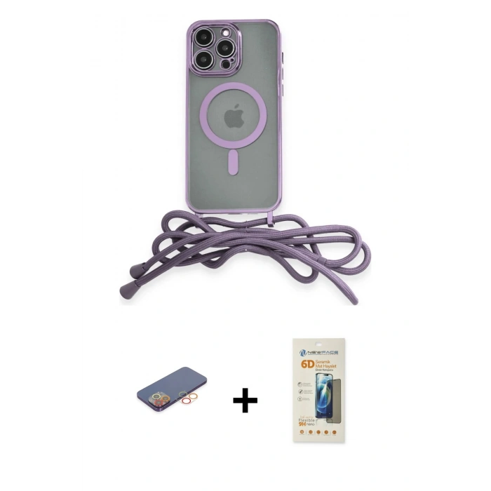 MARSİLYAN™- iPhone 12 Pro Kılıf Eksen Özel Seri - Siyah 6D Mat Seramik Hayalet Nano Ekran Koruyucu + Renkli Kamera Lens Koruma Cam - TU