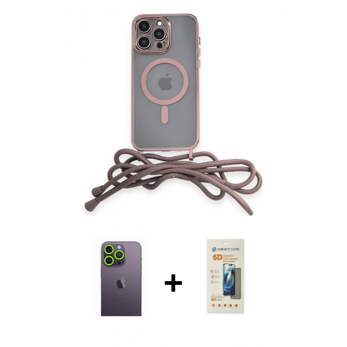 MARSİLYAN™- iPhone 12 Pro Kılıf Eksen Özel Seri - Siyah 6D Mat Seramik Hayalet Nano Ekran Koruyucu + Neon Fosforlu Kamera Lens - YL
