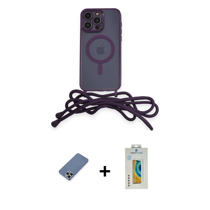 MARSİLYAN™- iPhone 12 Pro Kılıf Eksen Özel Seri - Siyah Polymer Nano Ekran Koruyucu + Metal Kamera Lens Koruma Cam - AKYL