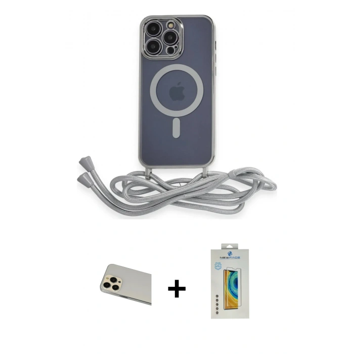 MARSİLYAN™- iPhone 12 Pro Kılıf Eksen Özel Seri - Siyah Polymer Nano Ekran Koruyucu + Rainbow Kamera Lens Koruma Cam - GD