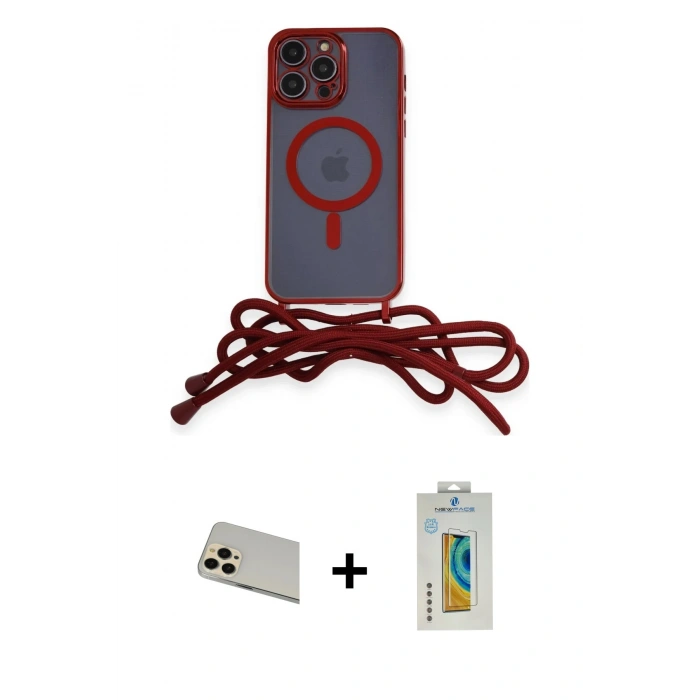 MARSİLYAN™- iPhone 12 Pro Kılıf Eksen Özel Seri - Siyah Polymer Nano Ekran Koruyucu + Rainbow Kamera Lens Koruma Cam - GD