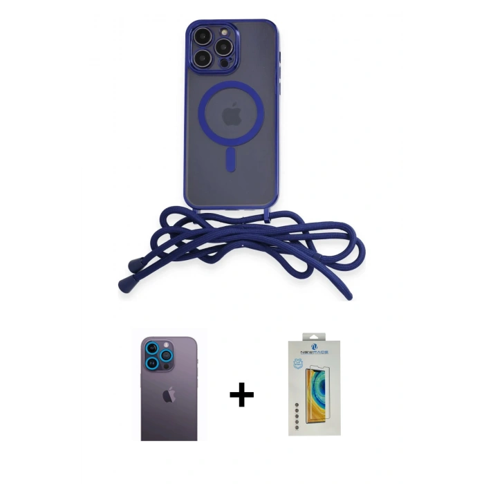 MARSİLYAN™- iPhone 12 Pro Kılıf Eksen Özel Seri - Siyah Polymer Nano Ekran Koruyucu + Neon Fosforlu Kamera Lens - MI