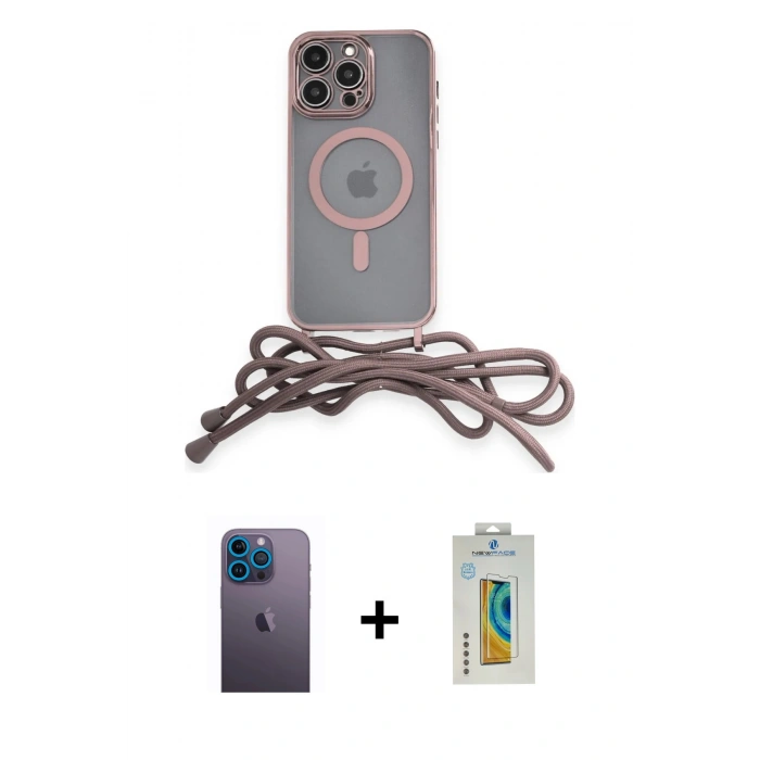 MARSİLYAN™- iPhone 12 Pro Kılıf Eksen Özel Seri - Siyah Polymer Nano Ekran Koruyucu + Neon Fosforlu Kamera Lens - MI