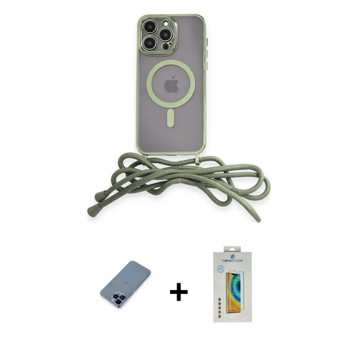 MARSİLYAN™- iPhone 12 Pro Kılıf Eksen Özel Seri - Siyah Polymer Nano Ekran Koruyucu + Metal Kamera Lens Koruma Cam - MI