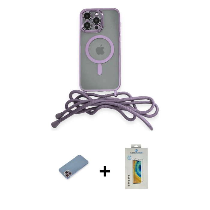 MARSİLYAN™- iPhone 12 Pro Kılıf Eksen Özel Seri - Siyah Polymer Nano Ekran Koruyucu + Shine Kamera Lens Koruma Cam - PE