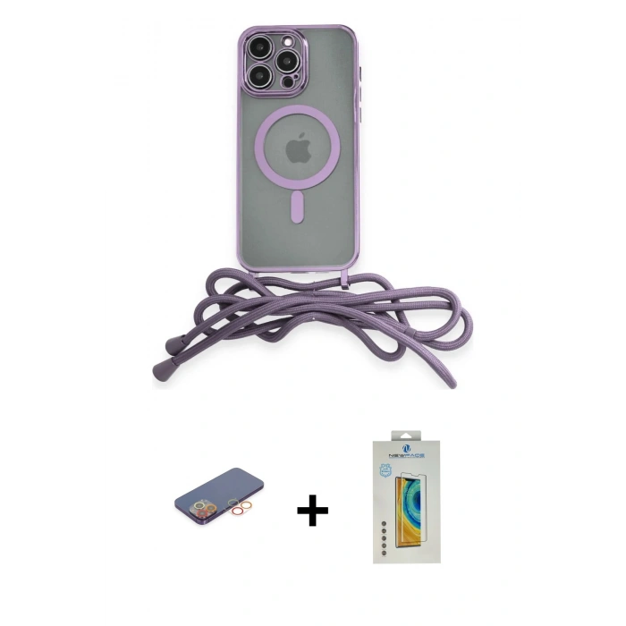 MARSİLYAN™- iPhone 12 Pro Kılıf Eksen Özel Seri - Siyah Polymer Nano Ekran Koruyucu + Renkli Kamera Lens Koruma Cam - TU