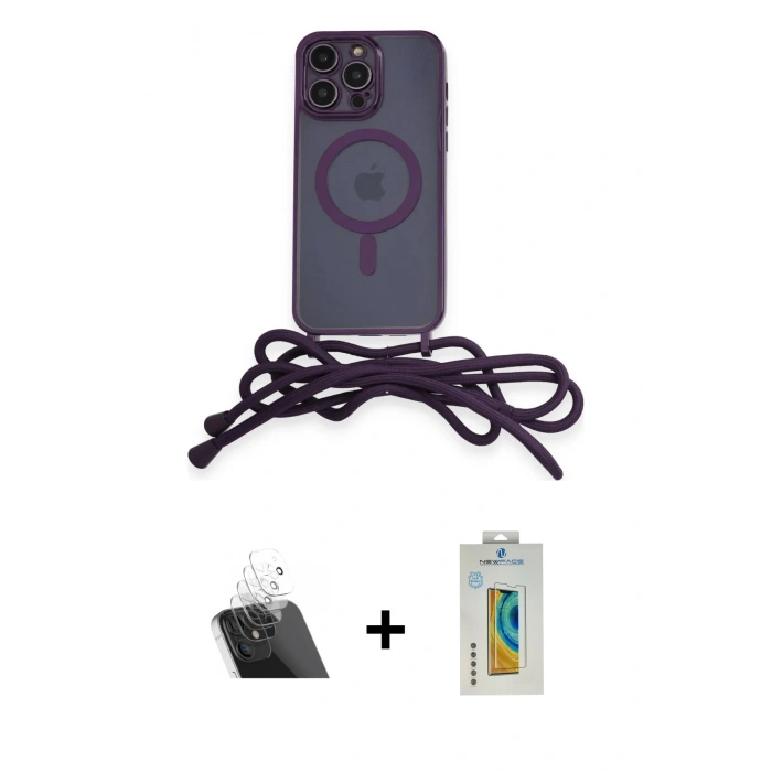 MARSİLYAN™- iPhone 12 Pro Kılıf Eksen Özel Seri - Siyah Polymer Nano Ekran Koruyucu + Kamera Lens Koruma Cam - SF