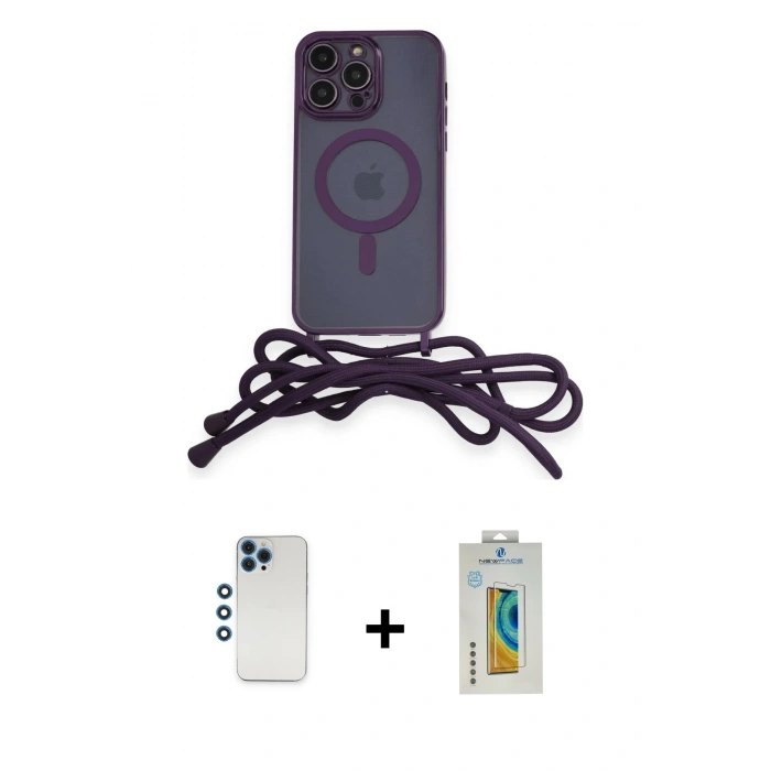MARSİLYAN™- iPhone 12 Pro Kılıf Eksen Özel Seri - Siyah Polymer Nano Ekran Koruyucu + Shine Kamera Lens - MI