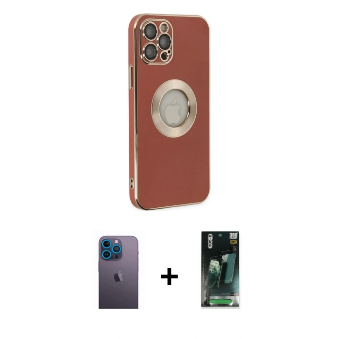 MARSİLYAN™- iPhone 12 Pro Kılıf İz Form Serisi - Şeffaf 360 Full Body Arka Koruyucu + Neon Fosforlu Kamera Lens - MI