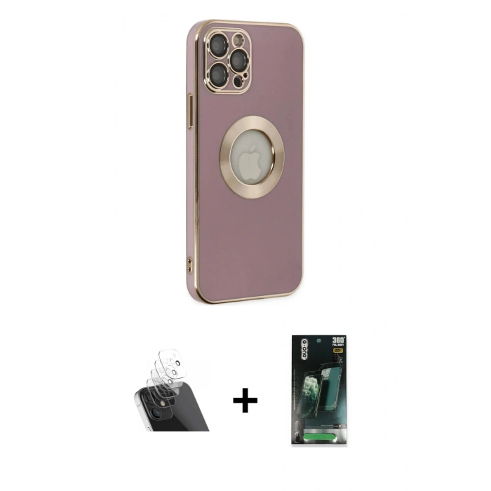 MARSİLYAN™- iPhone 12 Pro Kılıf İz Form Serisi - Şeffaf 360 Full Body Arka Koruyucu + Kamera Lens Koruma Cam - SF