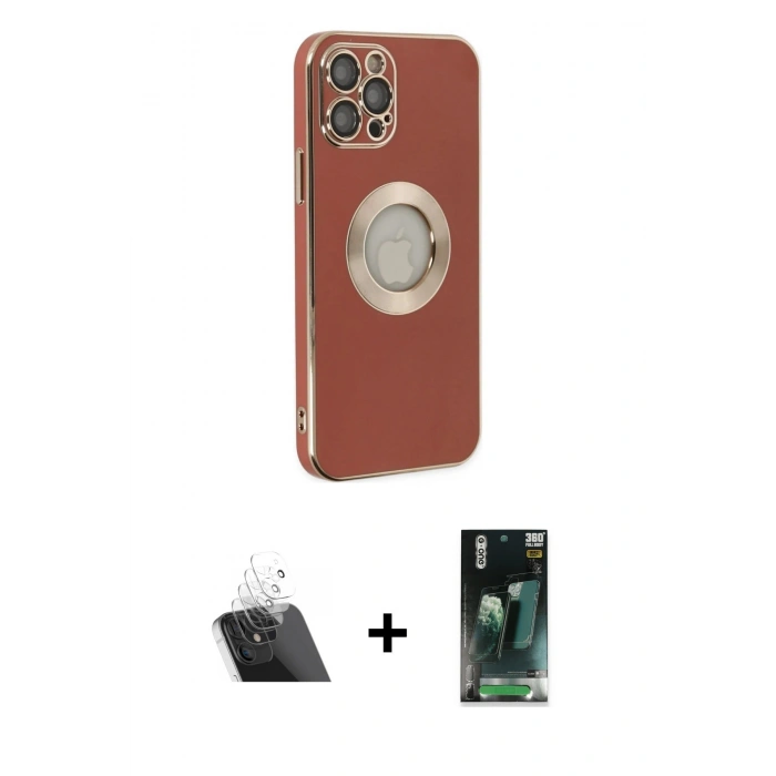 MARSİLYAN™- iPhone 12 Pro Kılıf İz Form Serisi - Şeffaf 360 Full Body Arka Koruyucu + Kamera Lens Koruma Cam - SF