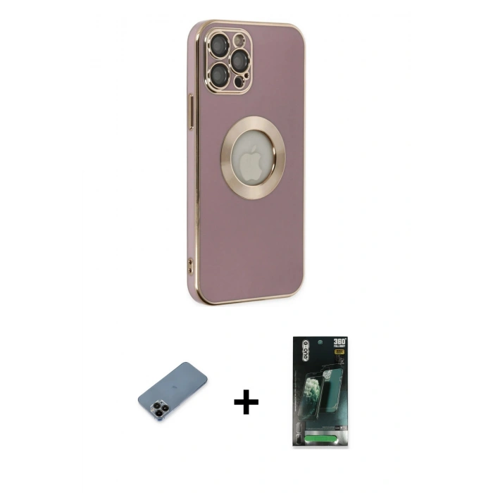 MARSİLYAN™- iPhone 12 Pro Kılıf İz Form Serisi - Şeffaf 360 Full Body Arka Koruyucu + Shine Kamera Lens Koruma Cam - SH
