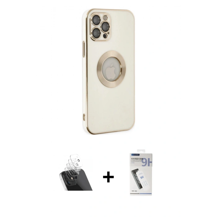 MARSİLYAN™- iPhone 12 Pro Kılıf İz Form Serisi - Şeffaf Uv Polymer Nano Ekran Koruyucu + Kamera Lens Koruma Cam - SF