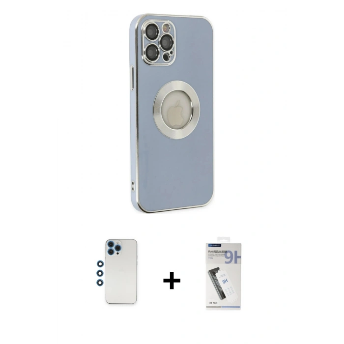 MARSİLYAN™- iPhone 12 Pro Kılıf İz Form Serisi - Şeffaf Uv Polymer Nano Ekran Koruyucu + Shine Kamera Lens - MI
