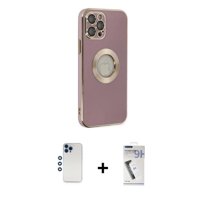 MARSİLYAN™- iPhone 12 Pro Kılıf İz Form Serisi - Şeffaf Uv Polymer Nano Ekran Koruyucu + Shine Kamera Lens - MI