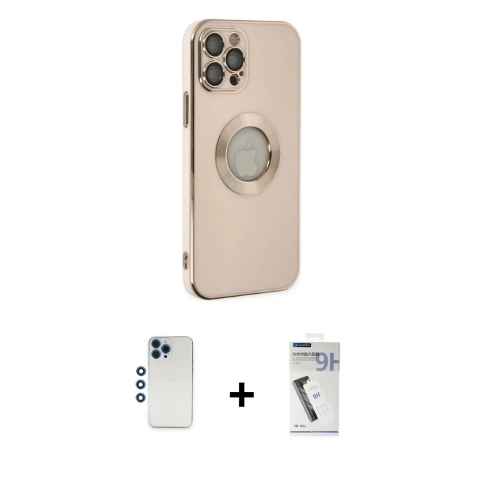 MARSİLYAN™- iPhone 12 Pro Kılıf İz Form Serisi - Şeffaf Uv Polymer Nano Ekran Koruyucu + Shine Kamera Lens - MI