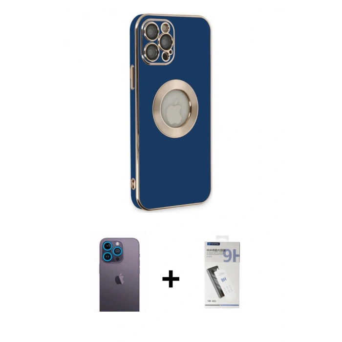 MARSİLYAN™- iPhone 12 Pro Kılıf İz Form Serisi - Şeffaf Uv Polymer Nano Ekran Koruyucu + Neon Fosforlu Kamera Lens - MI