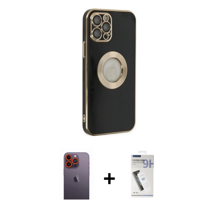 MARSİLYAN™- iPhone 12 Pro Kılıf İz Form Serisi - Şeffaf Uv Polymer Nano Ekran Koruyucu + Neon Fosforlu Kamera Lens - TU