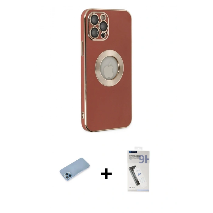 MARSİLYAN™- iPhone 12 Pro Kılıf İz Form Serisi - Şeffaf Uv Polymer Nano Ekran Koruyucu + Shine Kamera Lens Koruma Cam - MI