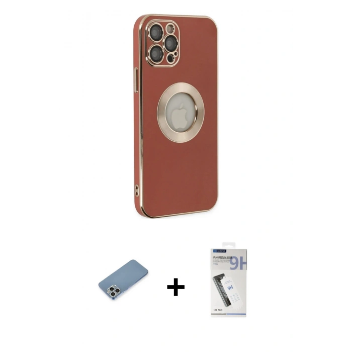 MARSİLYAN™- iPhone 12 Pro Kılıf İz Form Serisi - Şeffaf Uv Polymer Nano Ekran Koruyucu + Shine Kamera Lens Koruma Cam - GS