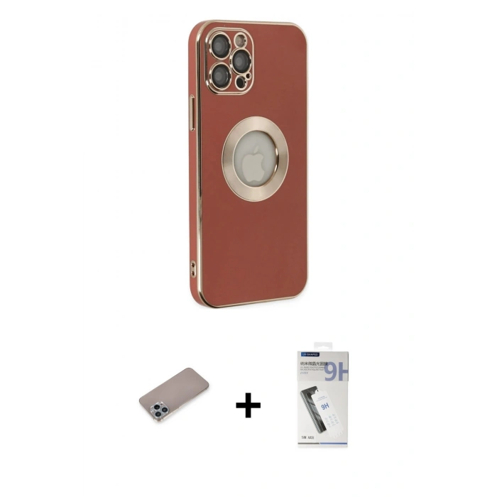 MARSİLYAN™- iPhone 12 Pro Kılıf İz Form Serisi - Şeffaf Uv Polymer Nano Ekran Koruyucu + Shine Kamera Lens Koruma Cam - SABE