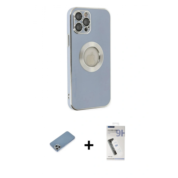 MARSİLYAN™- iPhone 12 Pro Kılıf İz Form Serisi - Şeffaf Uv Polymer Nano Ekran Koruyucu + Shine Kamera Lens Koruma Cam - GS