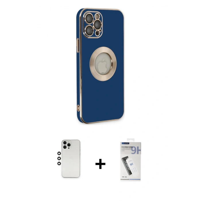 MARSİLYAN™- iPhone 12 Pro Kılıf İz Form Serisi - Şeffaf Uv Polymer Nano Ekran Koruyucu + Shine Kamera Lens - GS