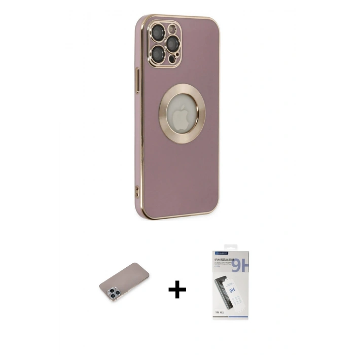 MARSİLYAN™- iPhone 12 Pro Kılıf İz Form Serisi - Şeffaf Uv Polymer Nano Ekran Koruyucu + Shine Kamera Lens Koruma Cam - SABE