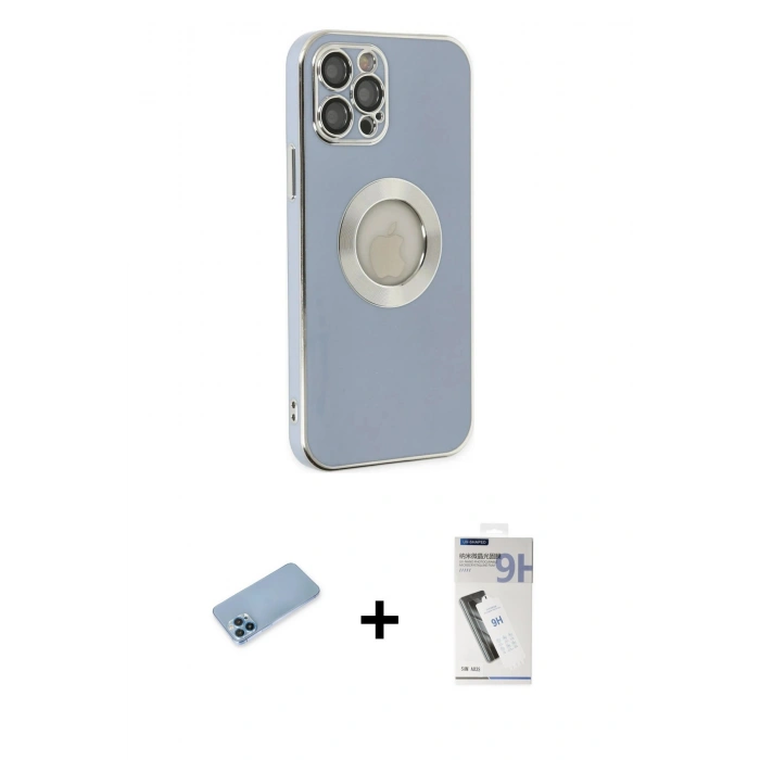 MARSİLYAN™- iPhone 12 Pro Kılıf İz Form Serisi - Şeffaf Uv Polymer Nano Ekran Koruyucu + Shine Kamera Lens Koruma Cam - MI