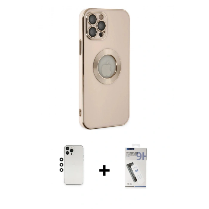 MARSİLYAN™- iPhone 12 Pro Kılıf İz Form Serisi - Şeffaf Uv Polymer Nano Ekran Koruyucu + Shine Kamera Lens - GS