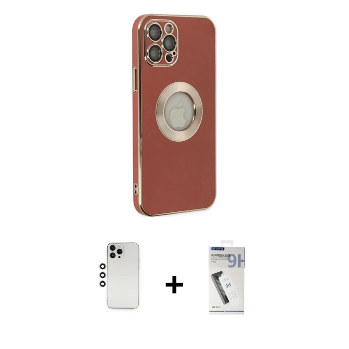 MARSİLYAN™- iPhone 12 Pro Kılıf İz Form Serisi - Şeffaf Uv Polymer Nano Ekran Koruyucu + Shine Kamera Lens - GS