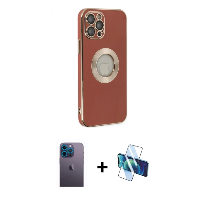 MARSİLYAN™- iPhone 12 Pro Kılıf İz Form Serisi - Siyah 3D Antistatik Seramik Nano Ekran Koruyucu + Neon Fosforlu Kamera Lens - MI