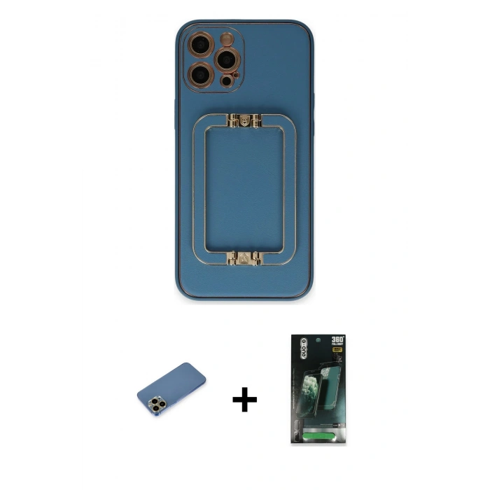 MARSİLYAN™- iPhone 12 Pro Kılıf Kozmos Minimal Prime - Şeffaf 360 Full Body Arka Koruyucu + Shine Kamera Lens Koruma Cam - GD