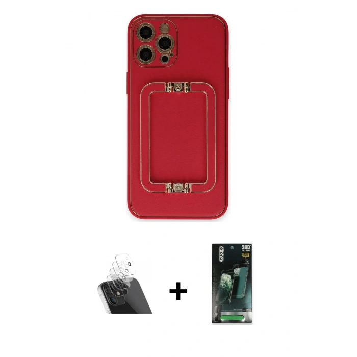 MARSİLYAN™- iPhone 12 Pro Kılıf Kozmos Minimal Prime - Şeffaf 360 Full Body Arka Koruyucu + Şeffaf Kamera Lens Koruma Cam