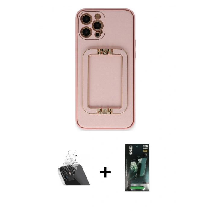 MARSİLYAN™- iPhone 12 Pro Kılıf Kozmos Minimal Prime - Şeffaf 360 Full Body Arka Koruyucu + Şeffaf Kamera Lens Koruma Cam