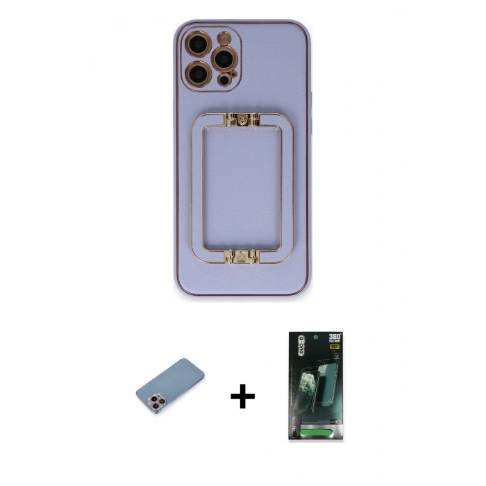 MARSİLYAN™- iPhone 12 Pro Kılıf Kozmos Minimal Prime - Şeffaf 360 Full Body Arka Koruyucu + Shine Kamera Lens Koruma Cam - PE