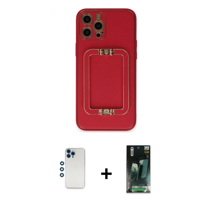 MARSİLYAN™- iPhone 12 Pro Kılıf Kozmos Minimal Prime - Şeffaf 360 Full Body Arka Koruyucu + Shine Kamera Lens - MI