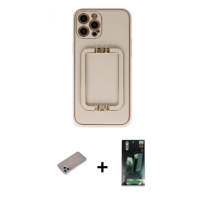 MARSİLYAN™- iPhone 12 Pro Kılıf Kozmos Minimal Prime - Şeffaf 360 Full Body Arka Koruyucu + Shine Kamera Lens Koruma Cam - SABE