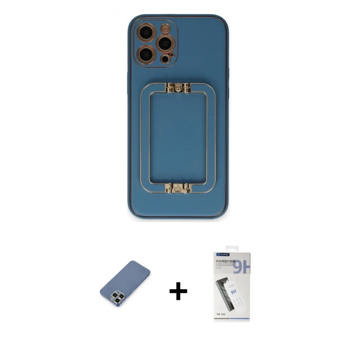 MARSİLYAN™- iPhone 12 Pro Kılıf Kozmos Minimal Prime - Şeffaf Uv Polymer Nano Ekran Koruyucu + Metal Kamera Lens Koruma Cam - AKYL