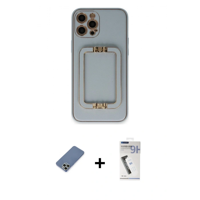MARSİLYAN™- iPhone 12 Pro Kılıf Kozmos Minimal Prime - Şeffaf Uv Polymer Nano Ekran Koruyucu + Metal Kamera Lens Koruma Cam - AKYL