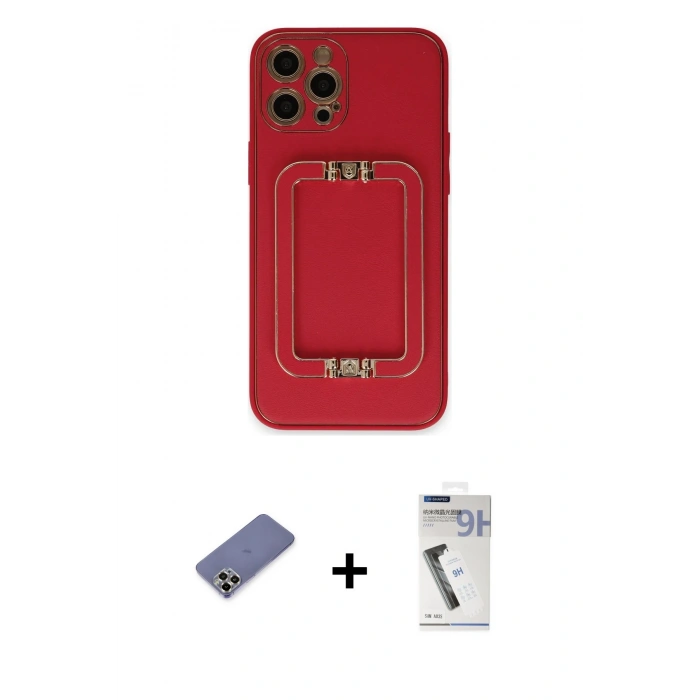 MARSİLYAN™- iPhone 12 Pro Kılıf Kozmos Minimal Prime - Şeffaf Uv Polymer Nano Ekran Koruyucu + Metal Kamera Lens Koruma Cam - GD