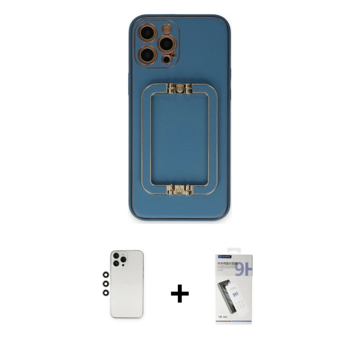 MARSİLYAN™- iPhone 12 Pro Kılıf Kozmos Minimal Prime - Şeffaf Uv Polymer Nano Ekran Koruyucu + Shine Kamera Lens - GS