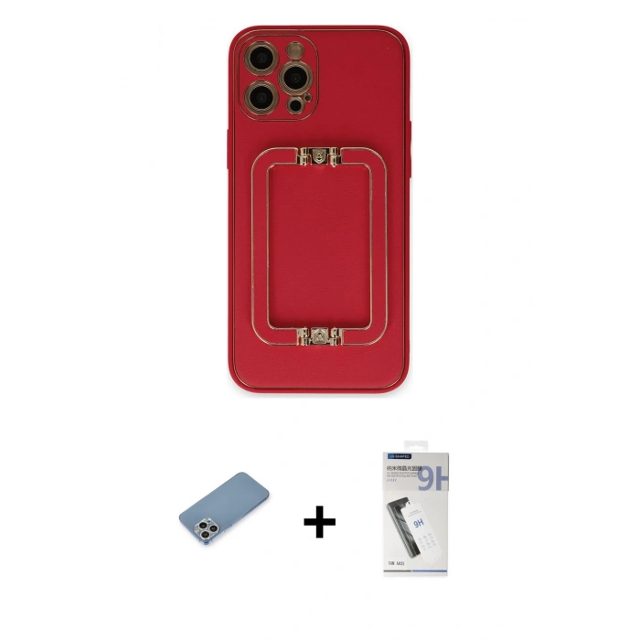 MARSİLYAN™- iPhone 12 Pro Kılıf Kozmos Minimal Prime - Şeffaf Uv Polymer Nano Ekran Koruyucu + Shine Kamera Lens Koruma Cam - GS