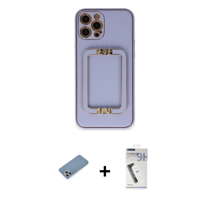MARSİLYAN™- iPhone 12 Pro Kılıf Kozmos Minimal Prime - Şeffaf Uv Polymer Nano Ekran Koruyucu + Shine Kamera Lens Koruma Cam - GS